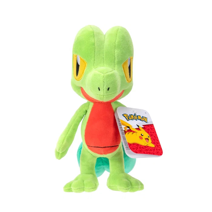 Treecko Pokémon kosedyr detalj – nærbilde av brodert ansikt og grønn pels