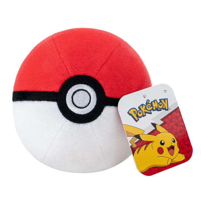 Pokémon Pokéball plysj 10 cm – rød og hvit Pokéball med svart midtlinje og hvit knapp