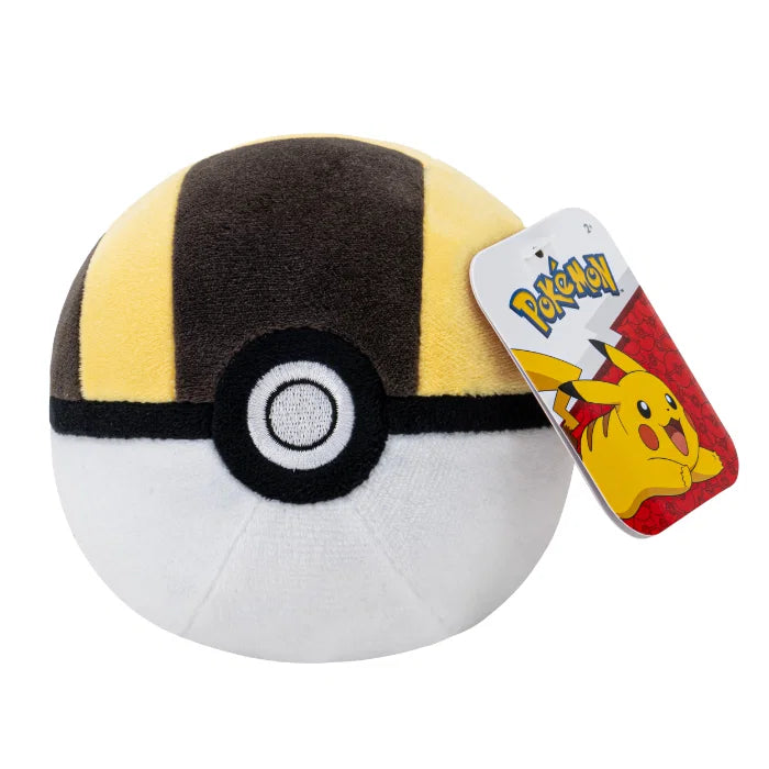Pokéball plysj sett fra siden – rød og hvit Pokémon ball med klassisk design, 10 cm