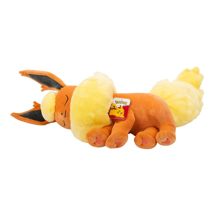 Flareon sovende Pokémon kosedyr detalj – nærbilde av sovende ansikt og kremhvit fluffy pels