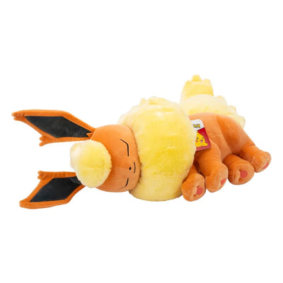 Pokémon Flareon sovende kosedyr 45 cm – oransje og kremhvit Flareon med stor fluffy manke og hale