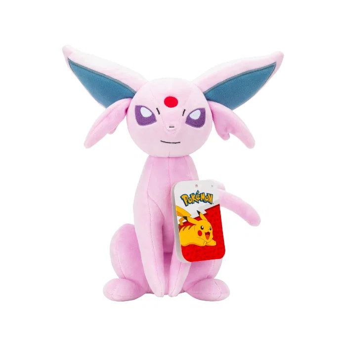 Espeon Pokémon kosedyr detalj – nærbilde av lilla juvel i pannen og broderte øyne