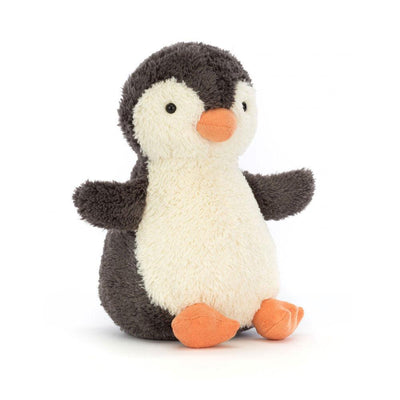 Jellycat Peanut Penguin Medium – svart og hvit pingvin kosedyr med gul nebb og myke vinger