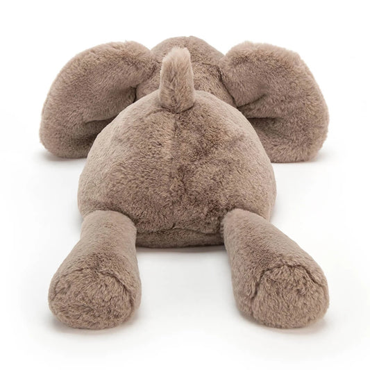 Jellycat Smudge Elephant – myk gråbrun elefant-kosedyr med store ører, 24 cm