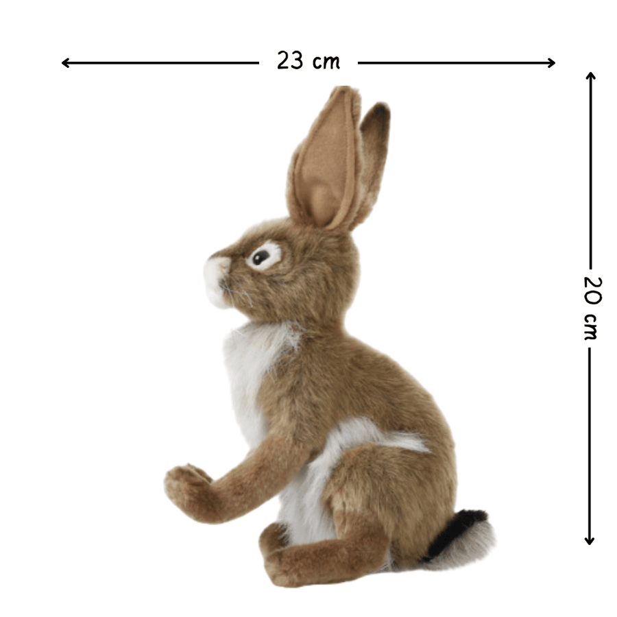 Hansa Creation Jack Rabbit sett fra siden – brun kanin plysj med ekstra lange ører