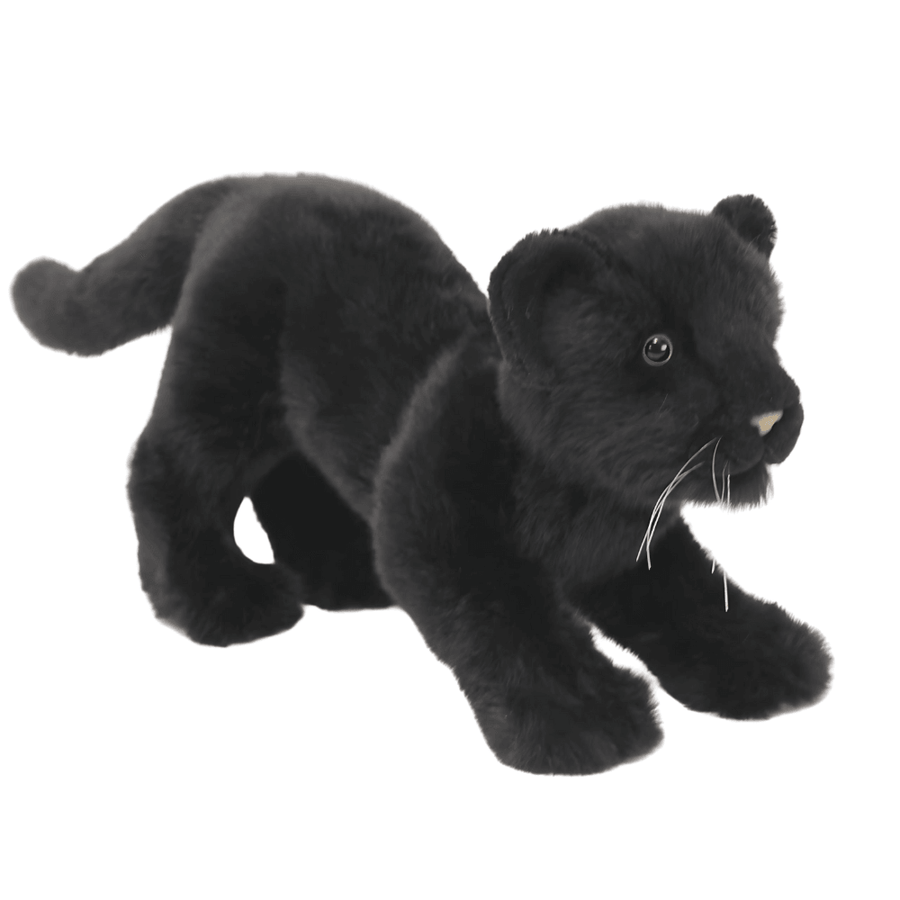 Hansa Creation Svart Panterunge Plysj – naturtro svart panter plysj i krypende stilling, 41 cm