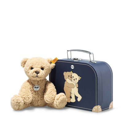 Steiff Ben Teddybjørn i Koffert – nydelig beige bamse med sin reisekoffert, 21 cm