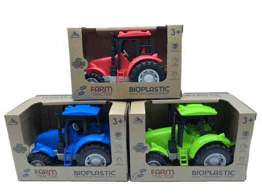 Bioplast Traktorer Leketoy – miljøvennlige traktorer i rød, grønn eller blå bioplastikk