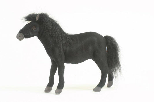 Hansa Creation Svart Hest Bamse – naturtro svart hest plysj med svart manke og hale