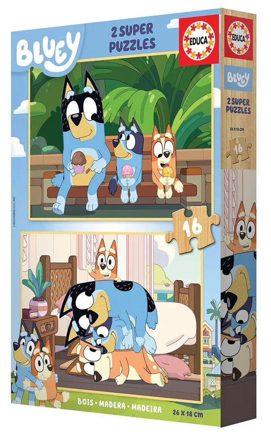 Educa Bluey Puslespill 2 x 16 brikker – Bluey-puslespill sett med to Brett