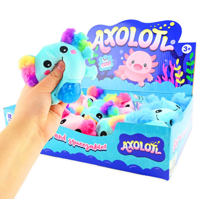 Squeeze Axolotl Klembar Plysj – myk axolotl-kosedyr med boble-mage, assortert