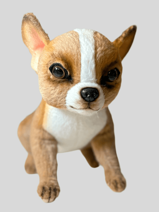 Hansa Creation Chihuahua Teacup – naturtro kremhvit Chihuahua hundebamse med store ører