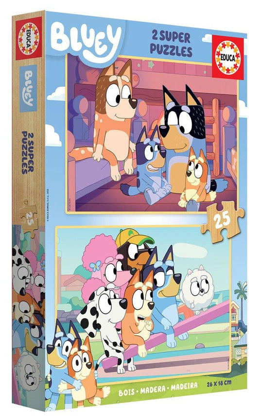 Educa Bluey Puslespill 2 x 25 brikker – dobbelt Bluey-moro med to puslespill
