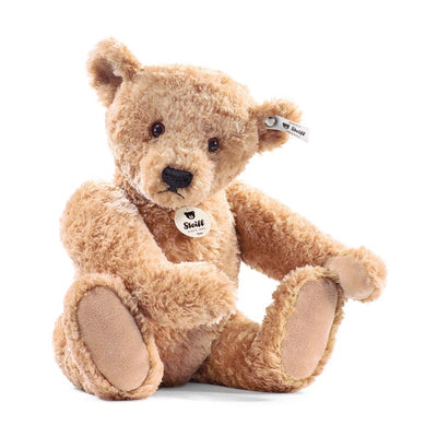 Steiff Elmar Teddybjørn – klassisk myk beige bamse i premium plysj med brodert ansikt, 32 cm