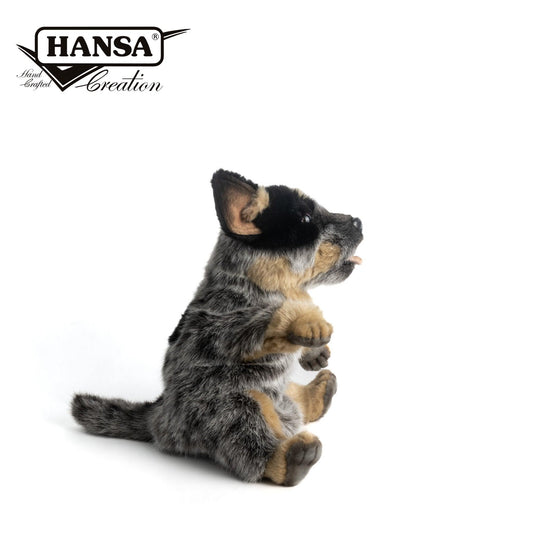 Hansa Creation Blue Heeler Hånddukke – naturtro blå og grå Australian Cattle Dog hånddukke, 30 cm
