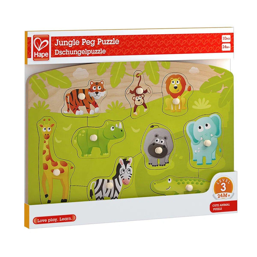 Hape Jungel Pinnepuslespill – fargerikt treformet jungel-puslespill for barn