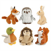 Living Nature Mini Skogsdyr Kosedyr – samling av 6 norske skogsdyr: rev, ugle, kanin, pinnsvin, and og ekorn, 10 cm
