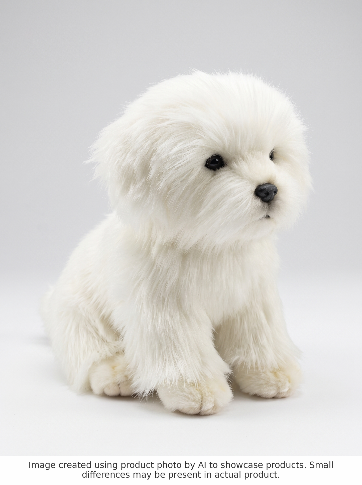 Malteserhund Kosedyr Hansa Creation - AI-generated studio photo, three-quarter angle
