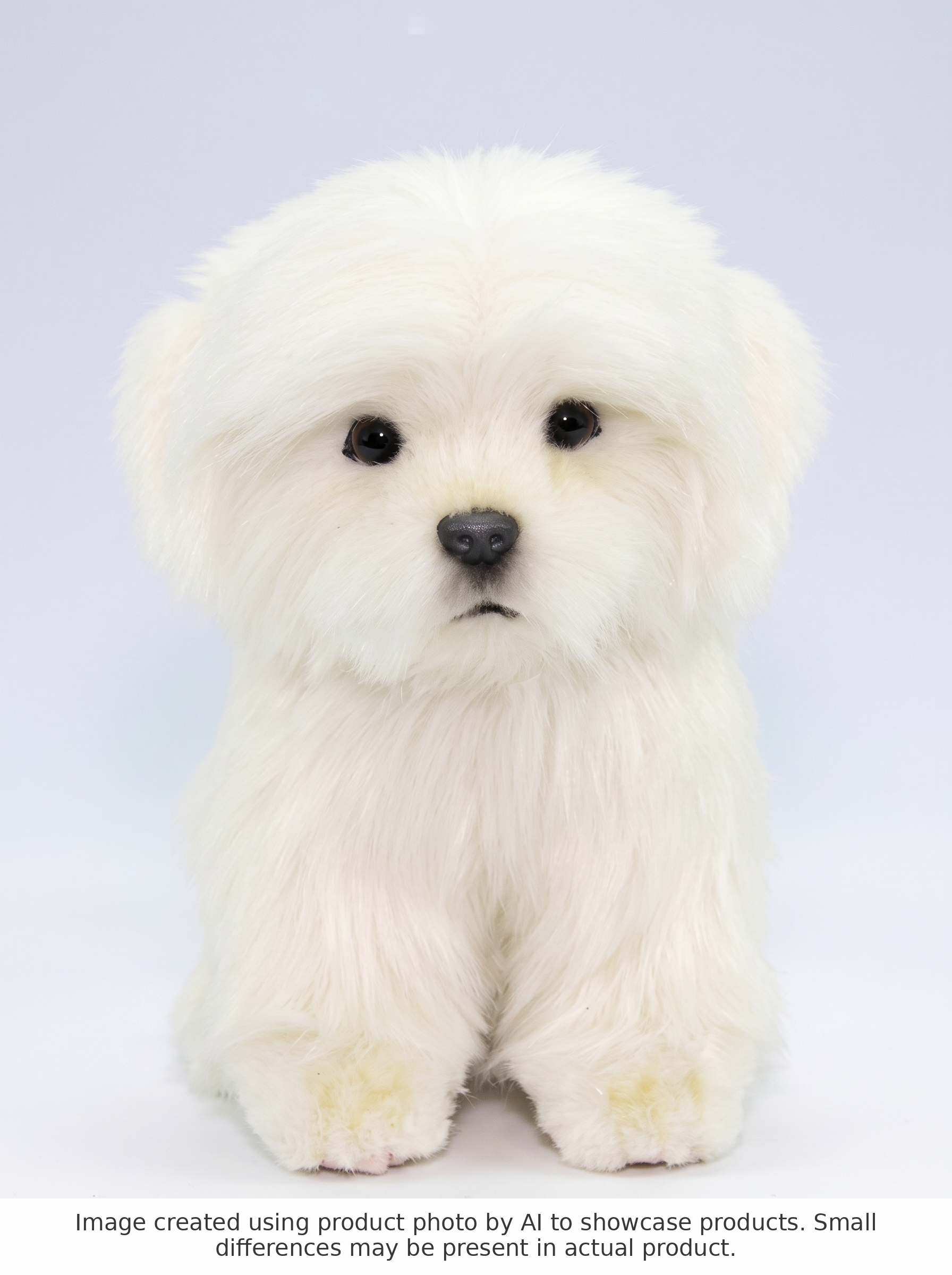 Malteserhund Kosedyr Hansa Creation - AI-generated studio photo, front angle