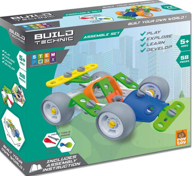 Byggesett Racerbil – Build Technic (58 deler) - Bamsedyra AS
