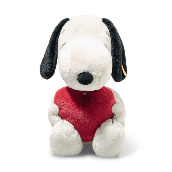 Steiff Snoopy Love Kosedyr – ikonisk hvit beagle fra Peanuts med kjærlighetsmotiv, 30 cm