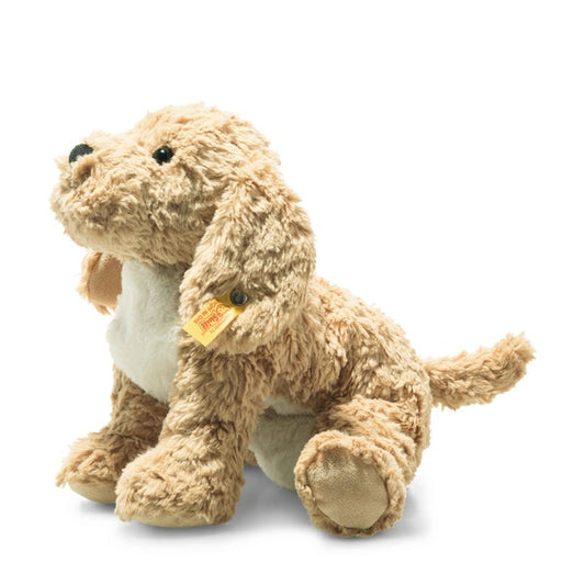 Steiff Berno Goldendoodle Kosedyr – sjarmerende krøllete hund i beige og kremfarget plysj, 26 cm