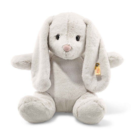 Steiff Hoppie Kanin Kosedyr – stor og myk lysegrå kanin med karakteristiske lange ører, 38 cm