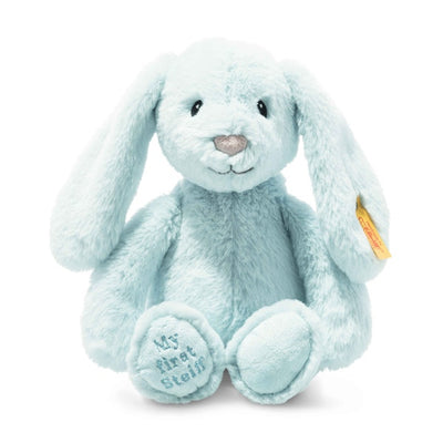 Steiff My First Hoppie Kanin – babybamse-kanin i lyseblå ekstra myk plysj, 26 cm